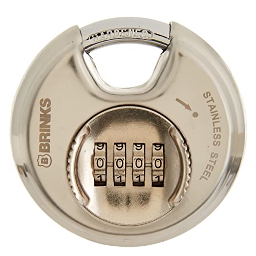 BRINKS 173-80051 Stainless Steel Resettable Combination Discus Padlock, 80Mm, Silver #1