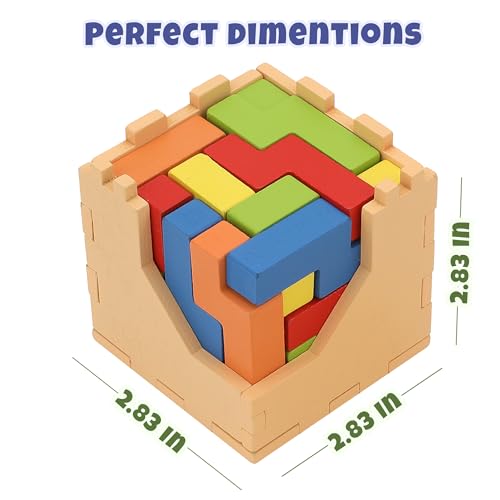 Image of Sharp Brain Zone 3D Wooden Puzzle Cube (25N Style) | Colorful, Eco-Friendly Wooden Puzzle for Mental Stimulation, Focus, and Problem-Solving Fun | Challenging Brain Teaser for Adults and Kids