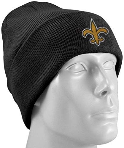 Reebok New Orleans Saints Black Cuff Unisex Adults Beanie Hat - NFL Cuffed Winter Knit Toque Cap