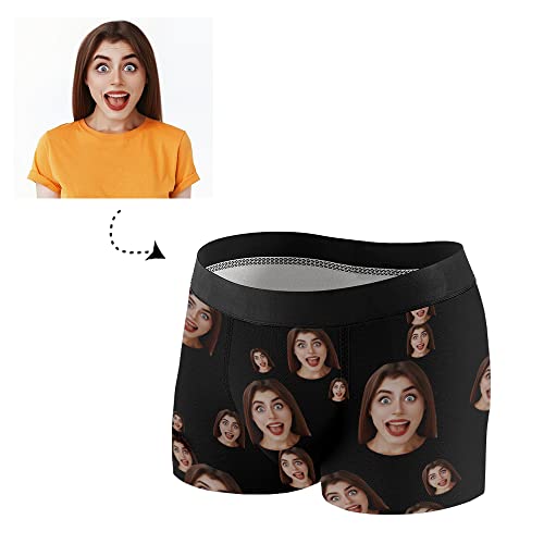 Custom Funny Boxers with Face for Men, Personalized Boxers for Men with Red Lips Birthday Gifts for Boyfriend L2