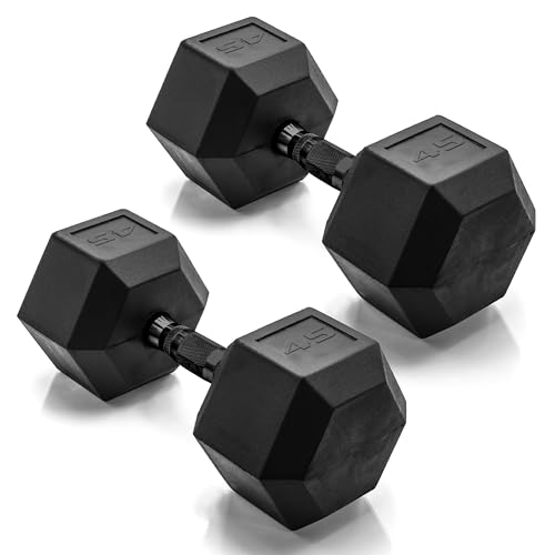 CAP Barbell 45 LB Coated Hex Dumbbell Weight Pair with Black Handle