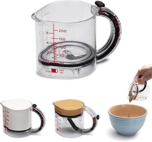 Taza Medidora Ajustable 4 En 1, Taza Medidora Multifuncional Con Base Tipo Raspador, Diseño Antidesperdicio, Para Cocinar Y Hornear,1Pcs