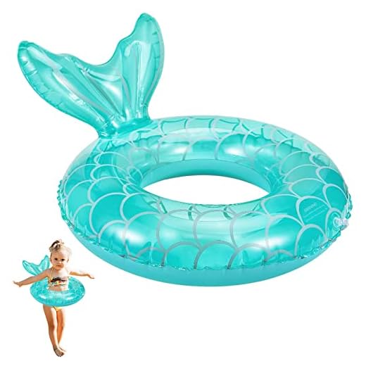 Pukitt Salvavidas Infantil Flotador Niño, Sirena Purpurina Anillos de Natación para Niños, Flotadores para Bebes a Prueba de Fugas para 4-9 años