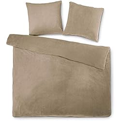 Textil Ropa De Cama aqua-textil Feelwell Ropa de Cama Microfibra de vellón de coralina Invierno 3tlg. 200 x 200 cm Topo