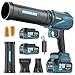 Akku-Laubbläser, Bürstenloser Motor mit 2x4.0Ah Akkus,Leaf Blower,Luftmenge 800m³/h,Stufenloses Getriebe,3 DüSen, 1,82 Lbs Leicht für Garten,Laub,Staub & Schnee