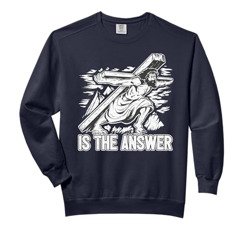 Christ Cruxifix - The Answer - Jesus Comfort Colors Adult Sweatshirt