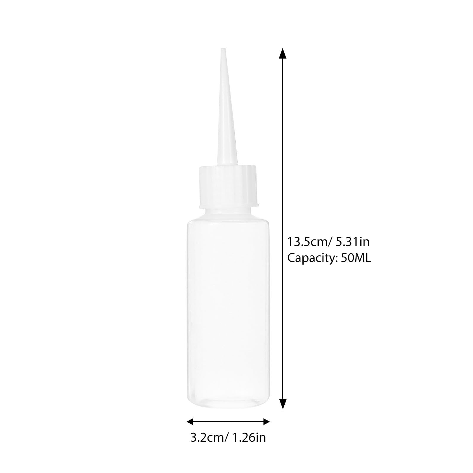 FRCOLOR Botellas Dispensadoras de Pegamento de Plástico Flexibles 50ml Punta Precisa para Manualidades y Uso en Fábrica, Pack de 4 Unidades de Polietileno Blanco
