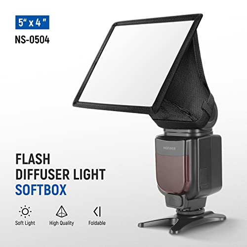 Image of NEEWER Flash Diffuser Light Softbox 5 inch x 4 inch, Universal, Collapsible with Storage Pouch Compatible with Canon Nikon Sony Godox Yongnuo NEEWER speedlight