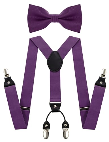 JEMYGINS Purple Suspender and Silk Bow Tie Sets for Men (44)