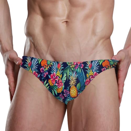 Pineapple Flower Swim Briefs for Men Swimsuit Bikini Swimwear S B04010784