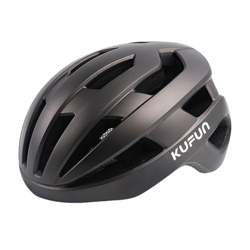 KUFUN 自転車 ヘルメット 大人 女性 ダイヤル調整 軽量 ジュニア 男性 ロードバイク (ダークグレー, L(58-62cm))