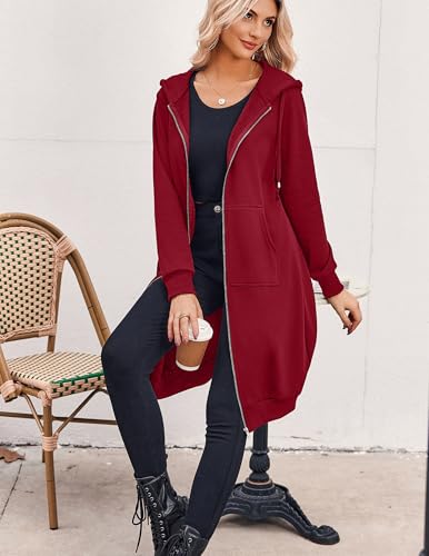 Zeagoo Women's Zip Up Hoodies Oversized Fleece Long Tunic Sweatshirts Casual Long Sleeve 2024 Fall Hoodie Jacket Coat