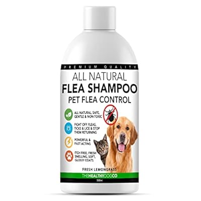 All Natural Flea Shampoo for Dogs & Cats - The Healthy Dog Co - Tick & Lice Shampoo - Pet Shampoo Flea - Lemongrass - 500ml