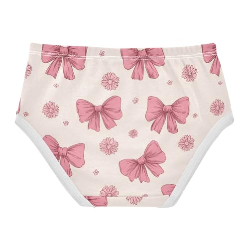 Wusikd Cute Pink Bows Floral (2) Girls' Underwear Cotton Girls Briefs Soft Toddler Underwear 2T2