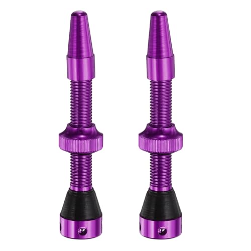 HARFINGTON 2 vástagos de válvula sin cámara de aleación de aluminio de 44 mm, superligeros, sin fugas, duraderos, con 4 agujeros y tapas, se adaptan a la mayoría de llantas sin cámara de bicicleta,