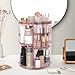 Rotating Makeup Organizer, DIY 8 Adjustable Layers 360 Spinning Skincare Organizers, Makeup Storage Carousel Tower with Brush Holder & Perfume Trays, Cosmetic Display Case for Vanity Bathroom