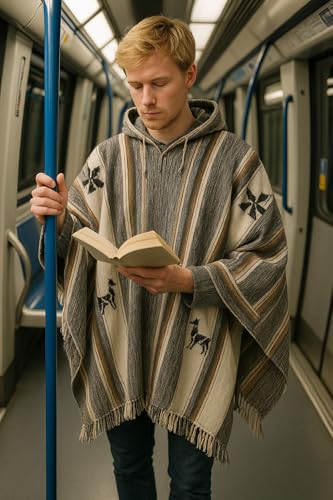 Gamboa Alpaca Wool Poncho Men Panchos Mexican with Hood Adult Cowboy and Western Hippie Poncho para Hombre3