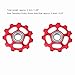 Ymiko Bike Derailleur, Aluminum Alloy 2pcs (1 Pair) derailleur Pulley Derailleur Pulley Wheels Desviador Trasero para Bicicleta with Nearly All Mountain Bikes Featuring an 11T (Red)