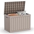 EasyUp 45 Gallon Outdoor Storage Box Waterproof, UV Resistant Deck Box Outdoor, Lockable Resin Deck Boxes for Garden Tools Equipment and Cushions, Gray
