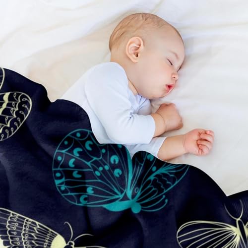 Couverture polaire microfibre 150x130cm à motif papillons pour lit et canapé