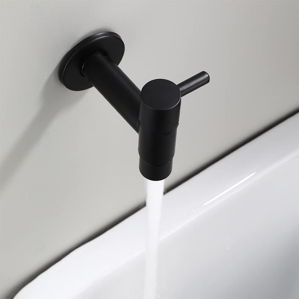 Rubinetto Nero, Rubinetto Giardino, Rubinetto in Acciaio Inox, Rubinetto a Parete Per Bagno Forte E Robusto per Bagno, Lavabo, Balcone, Cucina