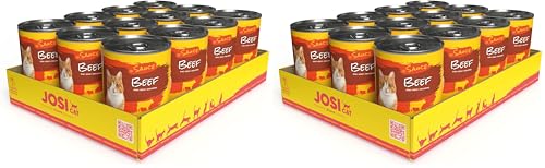 JosiCat Beef in Sauce, 12 x 415 g, Adult, Comida húmeda Premium para Gatos Adultos, Ternera en Salsa, Vitamina D3 y E, Powered by Josera, Comida para Gatos húmeda, pienso Completo, 12 (Paquete de 2)