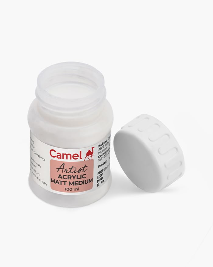 Image of Camel Artist Acrylic Matt Medium 100ml | Reduces Gloss Finish | Improves Flow, Transparency & Workability | For Acrylic Painting & Mixed Media Art