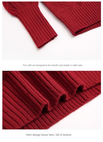 Women's Casual Sweater Solid Color Knitted Pullover Top Long Sleeve Crew-Neck Sweater Casual Sweaters for Women4