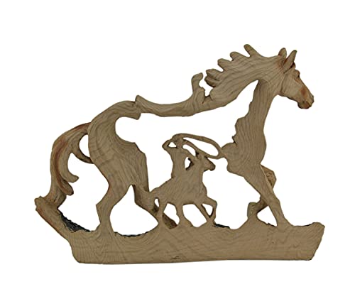 Zeckos Reigning In Roping Cowboy And Horse Decorative Wood Look Statue #TOP2