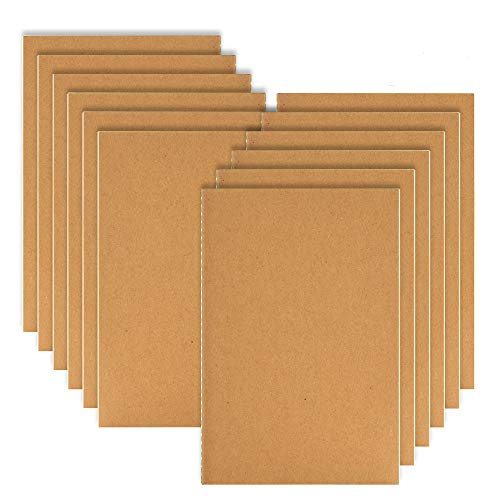 Coopay 12 Pack Journal Notebook Kraft Brown Cover Lined Notebooks for Travelers - A5 Size - 210 mm x 140 mm - 60 Lined Pages/ 30 Sheets