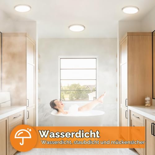 slochi Deckenlampe LED Deckenleuchte Flach, Ø18CM 3Farben 15W 1500LM Weiß – Ansicht 4