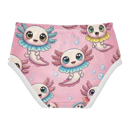 Toddler Girl Panties, Cute Cartoon Axolotls Pink Girls Cotton Underwear, 2–8 Years2