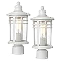 Darkaway Outdoor Post Lights Lamp Posts Outdoor Lighting, Waterproof Aluminum Post Lights Outdoor Light Fixtures with Glass, Light Posts for Outside Patio Yard (2 Pack, White)