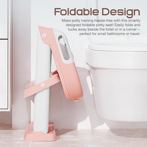 Image of Baybee Western Potty Seat for Kids | Baby Toilet Seat Chair with Ladder, Adjustable Step Height & Cushion Seat | Portable Potty Training Seat for 1-8 Years Child Boys Girls (Pink)