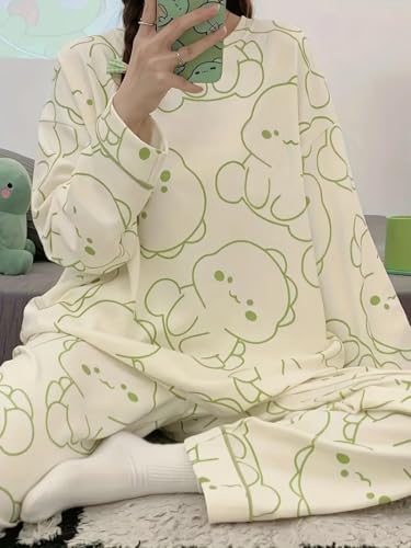 Image of GLASGO Women's Cotton Pajama Set with Top & Pants|| Korean Night Suit|| Lightweight Printed Set || Soft & Comfy Sleepwear for Girls & Women || LNS-3-$