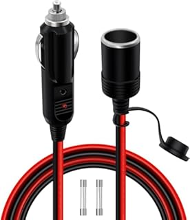 HuaLiSiJi Prolunga per accendisigari da auto, 12 V, 24 V, 14 AWG, con indicatori LED, per gonfiaggio pneumatici, aspirapolvere e altre apparecchiature portatili (3 m)