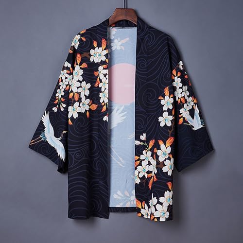 Image of LAI MENG FIVE CATS Women's Floral Print Loose Blouse Japanese Kimono Tops | Puff Sleeve,Cover up Top,Casual Cute Tops,Summer Cardigans 2026
