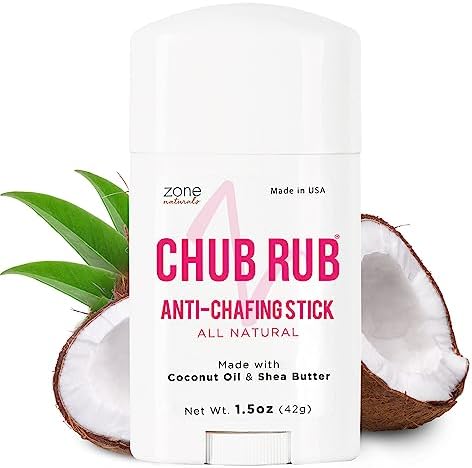 Zone Naturals Chub Rub - 100% Natural Anti Chafing Stick for Thigh Rescue Friction Defense, Reduces Rubbing and Irritation - 1.5 Ounce