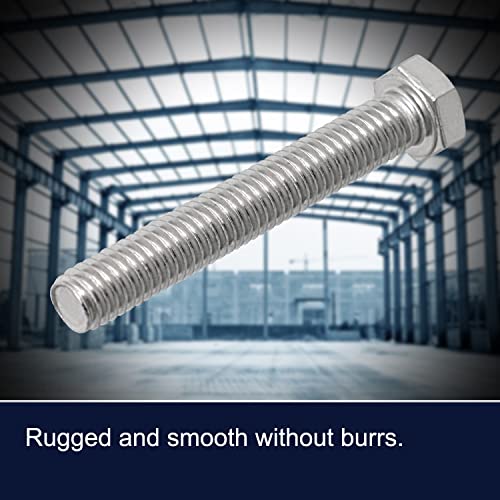 Image of M8 x 75mm Hex Head Bolts Screws Grade 5.8 Stainless Steel, Fasteners Fully Machine Threaded SUS304 6 Pcs