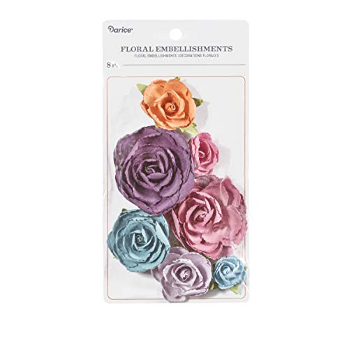 Darice Amanda Flowers Floral Embellishment: Dark Tones, 8 Pieces, Assorted #TOP29