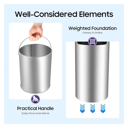 WAFOHSR Poubelles De Grande Capacité For L'extérieur, Grand Cendrier D'extérieur, Facile À Nettoyer, Sur Pied En Acier Inoxydable, Tasse Stabilité Compacte – vue 5