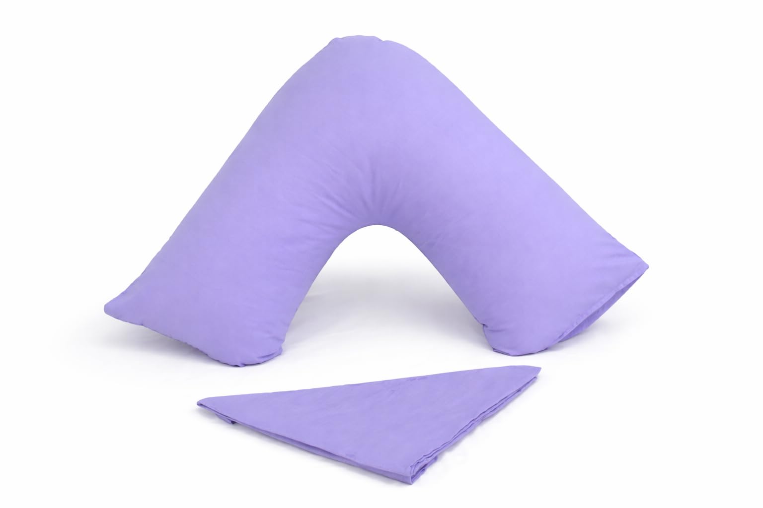 Orthopaedic V-pillow with Free pillowcase- Pregnancy Support V Shaped Triangle Pillow with polycotton pillowcase 74x34cm-Hollow Fibre V-pillow for for Neck,Maternity Pregnancy Support (Lilac)