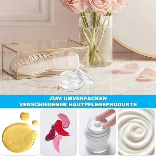10 ml Döschen mit Deckel, döschen, Kleine Tiegel mit 12 Stück Etiketten, Transparent Reise Kleine Kosmetikbehälter Nailart Döschen Rund mit Schraubverschluss, für Proben Kosmetik, Lippencreme, Nailart