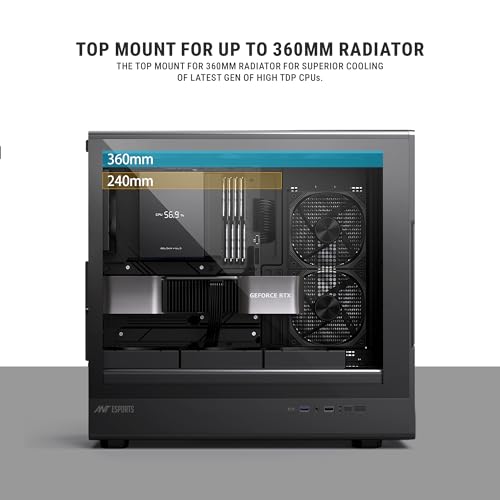 Image of Ant Esports Titan FE Mid-Tower Computer Case /Gaming Cabinet - Black | Support ATX, M-ATX & Mini-ITX | Pre-Installed 4 Black Fans