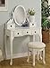 2pc Vanity Set with Stool in Off White Finish