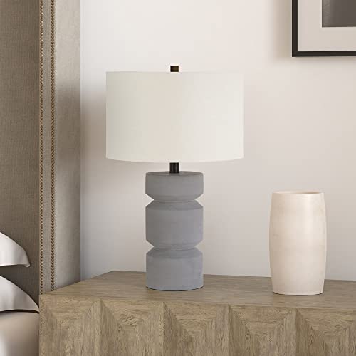Reyna 23.5" Tall Table Lamp With Fabric Shade In Concrete/White #TOP26