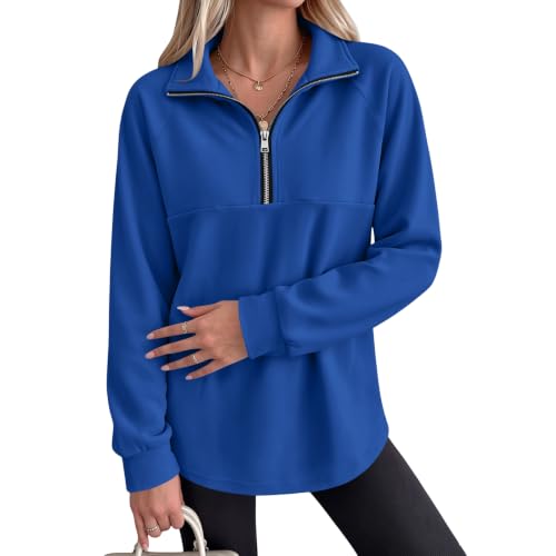 Fleece Quarter Zip Women Sweatshirt Drop Shoulder Mockneck Fall Pullover - image 7