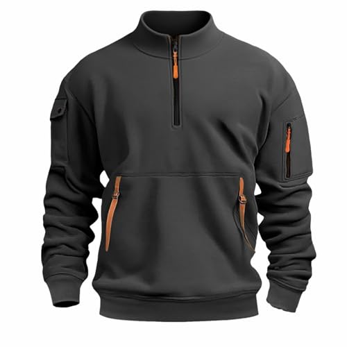 Sweat San Capuche pour Homme, avec Demi-Fermeture Éclair, Grandes Tailles, Confortable, Décontracté, pour La Vie Quotidienne, pour Le Travail en Plein Air, Multi...