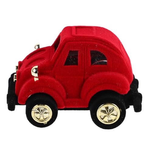 Healeved Portagioie Divertente a Forma di Auto D’Epoca in Peluche Scatola Porta-Anelli Interno in Velluto Protettivo Organizer per Gioielli e Orecchini Custodia Regalo per Festa degli