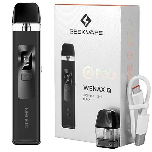 GEEKVAPE WENAX Q | Q POD| MTL RDL GEEKVAPE Kit Construido en Batería 1000 mAh 25W Top Fill GEEKVAPE Q Cartucho Sigaretta elettronica Sin Nicotina Sin Líquido